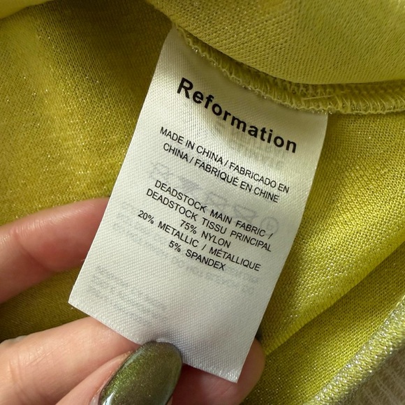 Reformation Metallic Chartreuse Dress - Picture 2 of 3